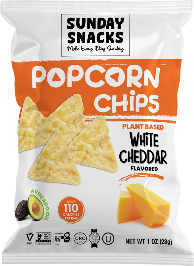 White Cheddar Popcorn Chips – Sunday Snacks